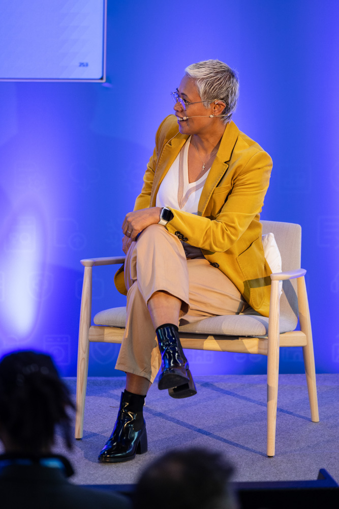 Panel discussion with guest speakers including Monica Galetti and Rob Rinder at the Booking.com Manchester event