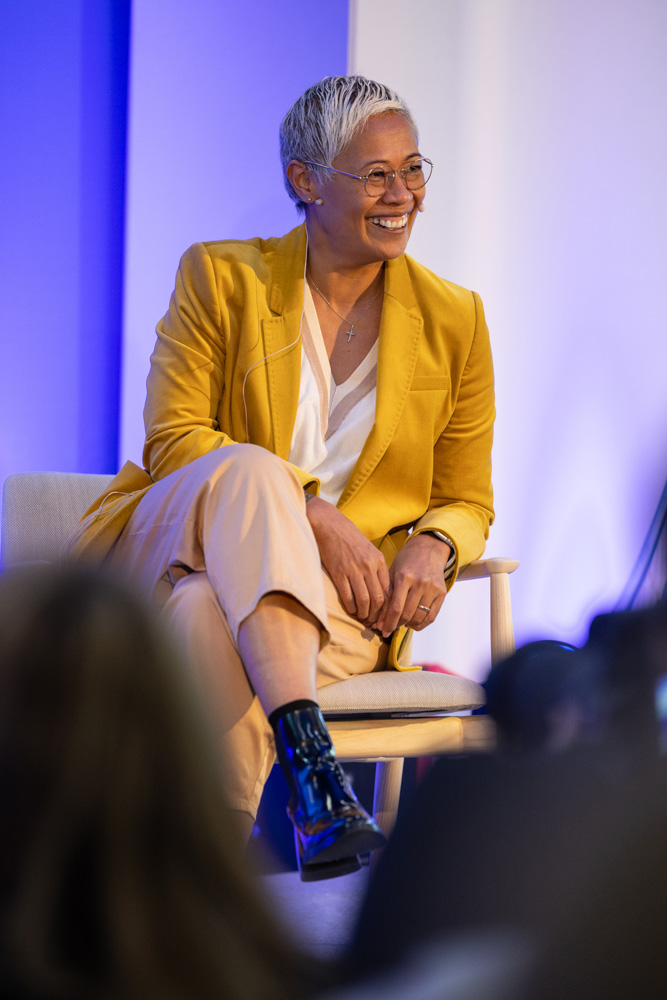 Panel discussion with guest speakers including Monica Galetti and Rob Rinder at the Booking.com Manchester event