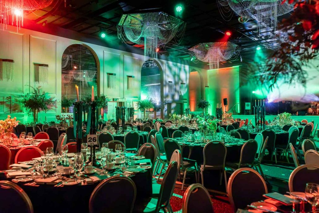 Emerald green event styling at an event in Manchester photographed by ER Event Photography