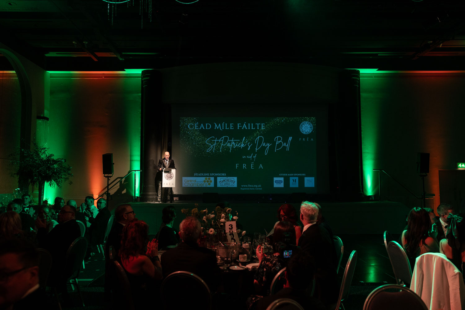 Emerald green event styling at an event in Manchester photographed by ER Event Photography