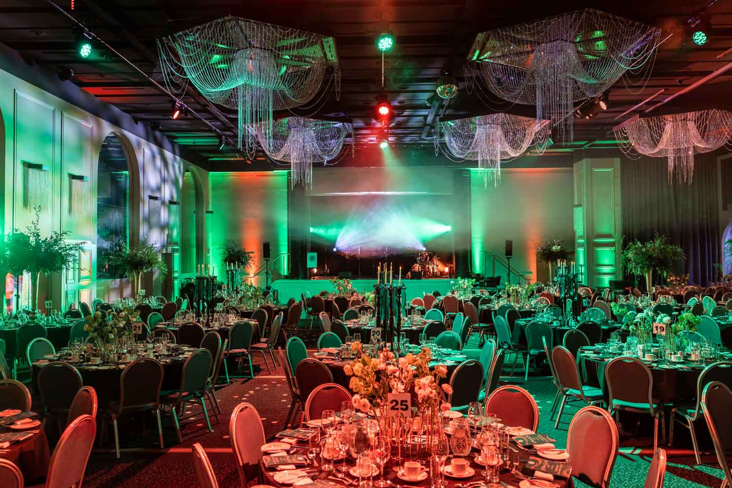 Emerald green event styling at an event in Manchester photographed by ER Event Photography