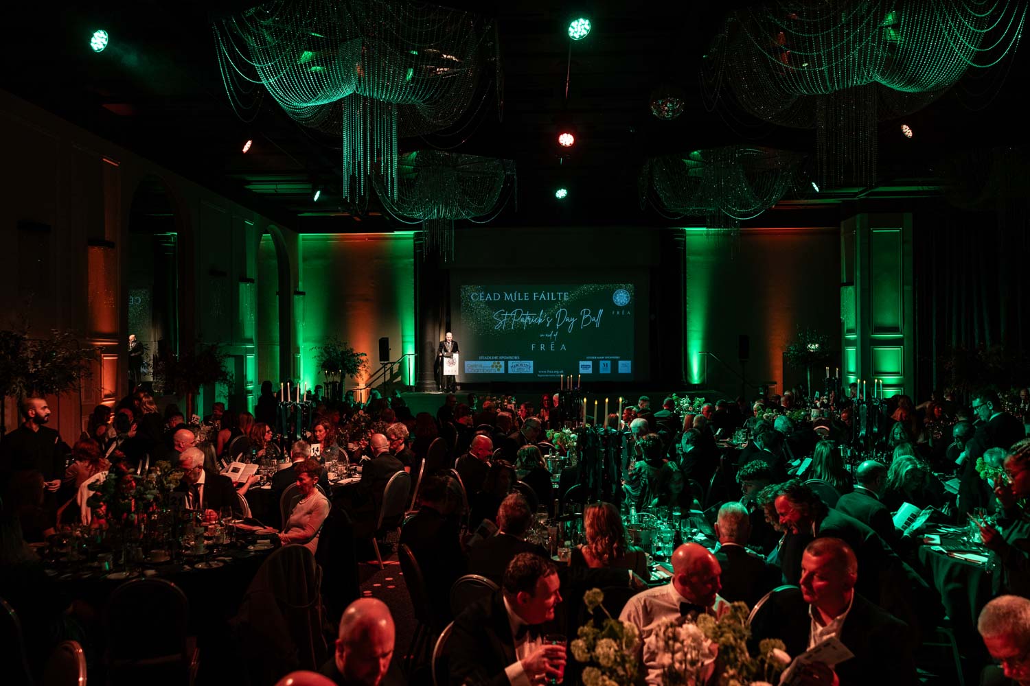 Emerald green event styling at an event in Manchester photographed by ER Event Photography