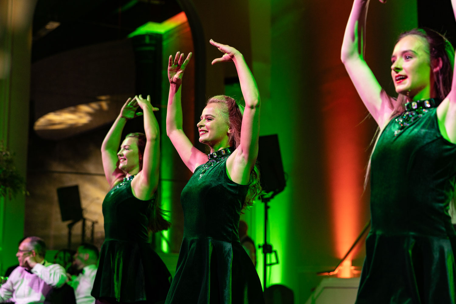 Emerald green event styling at an event in Manchester photographed by ER Event Photography