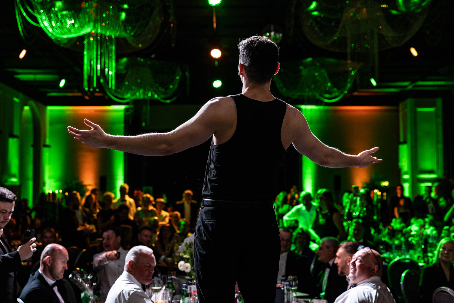 Emerald green event styling at an event in Manchester photographed by ER Event Photography