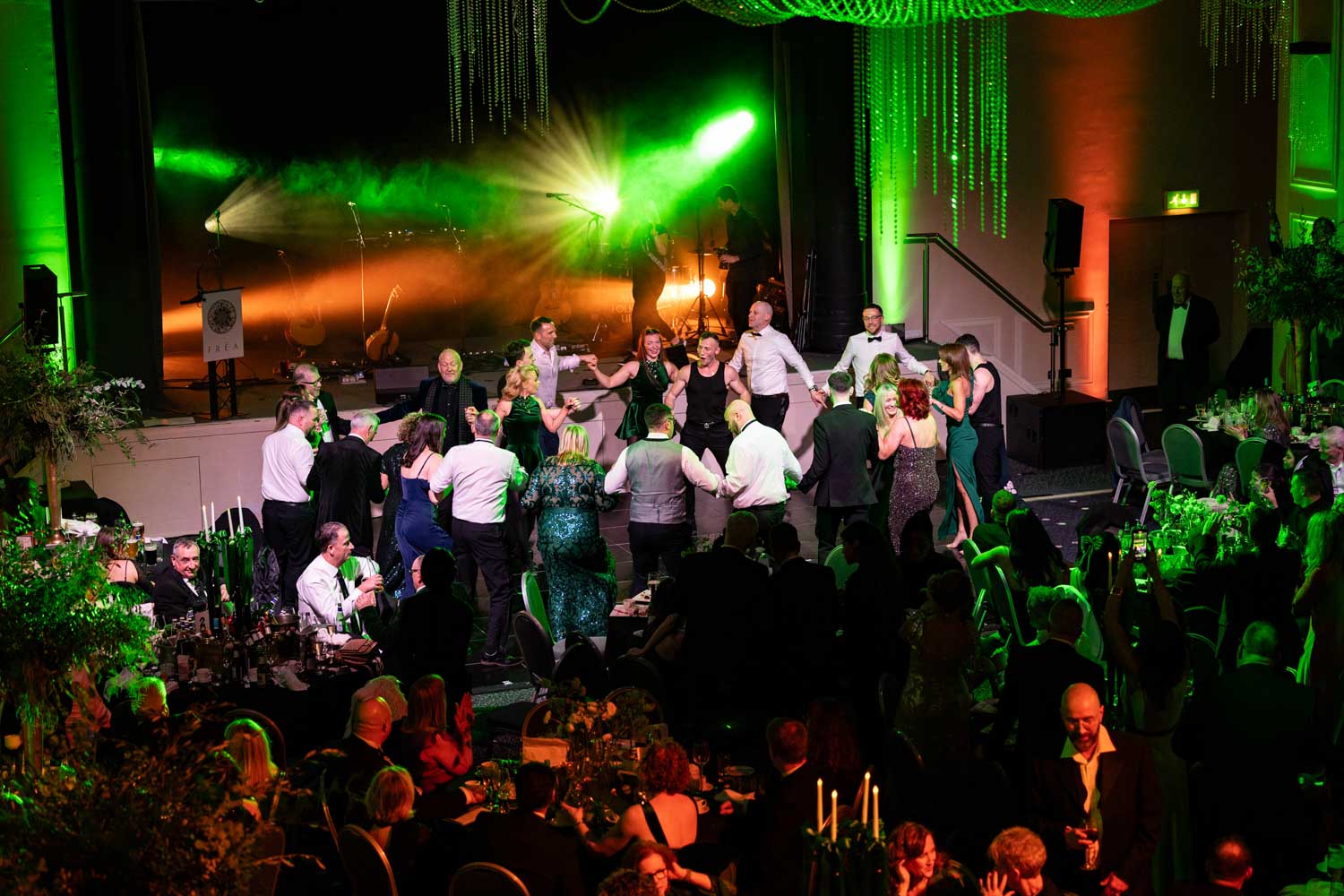 Emerald green event styling at an event in Manchester photographed by ER Event Photography