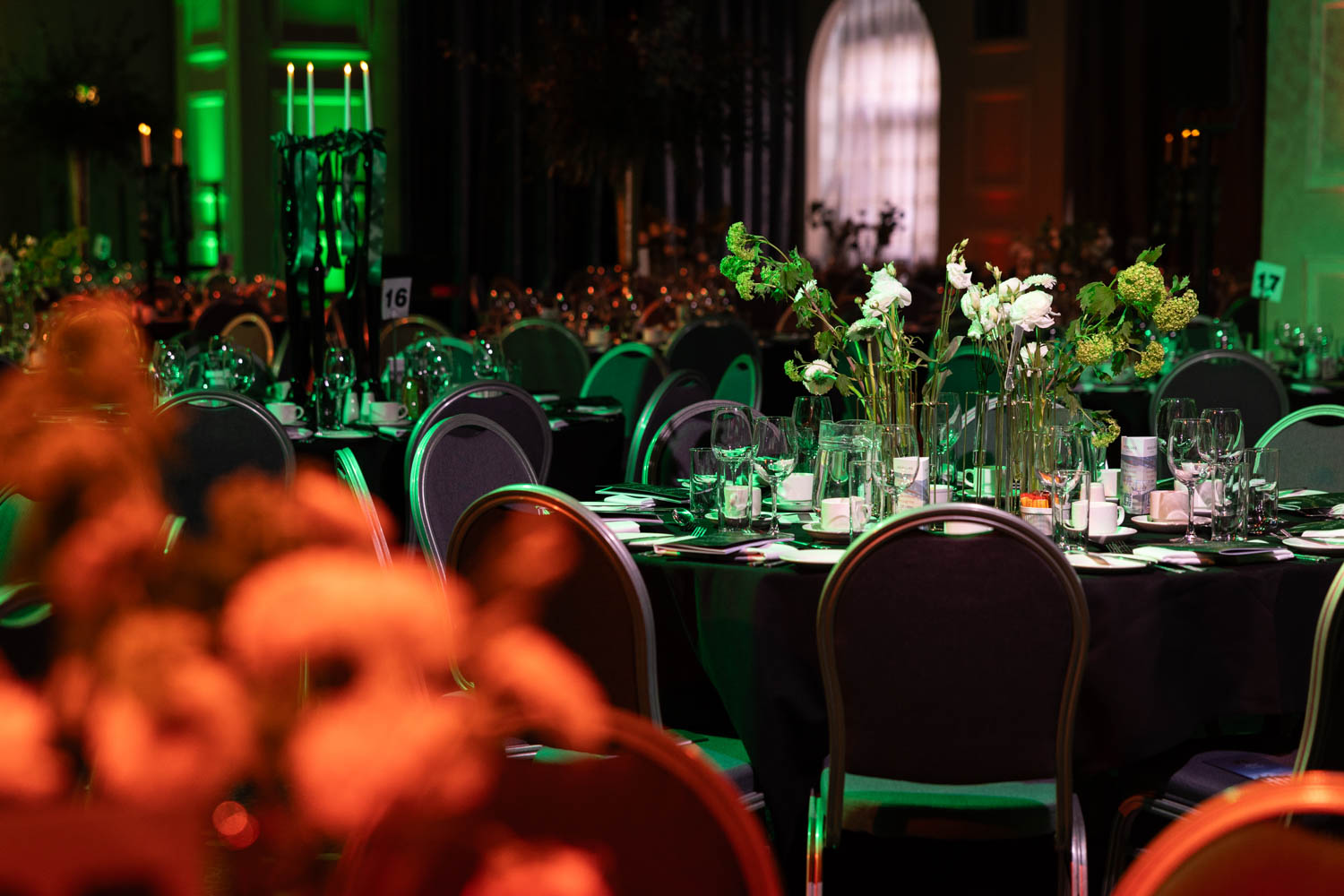 Emerald green event styling at an event in Manchester photographed by ER Event Photography