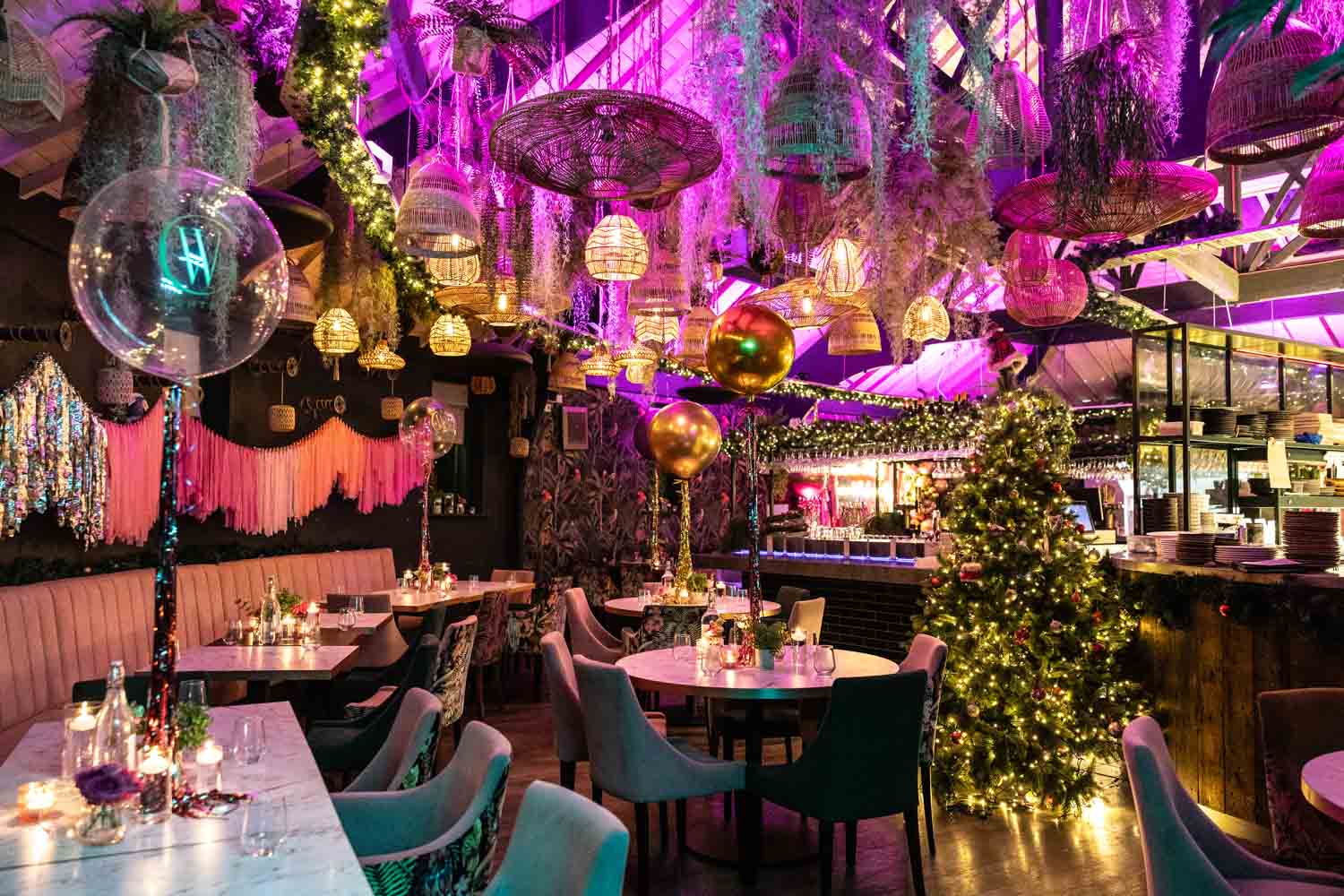 A photograph of a room decorated in gold and pink for an 18th birthday party in Altrincham