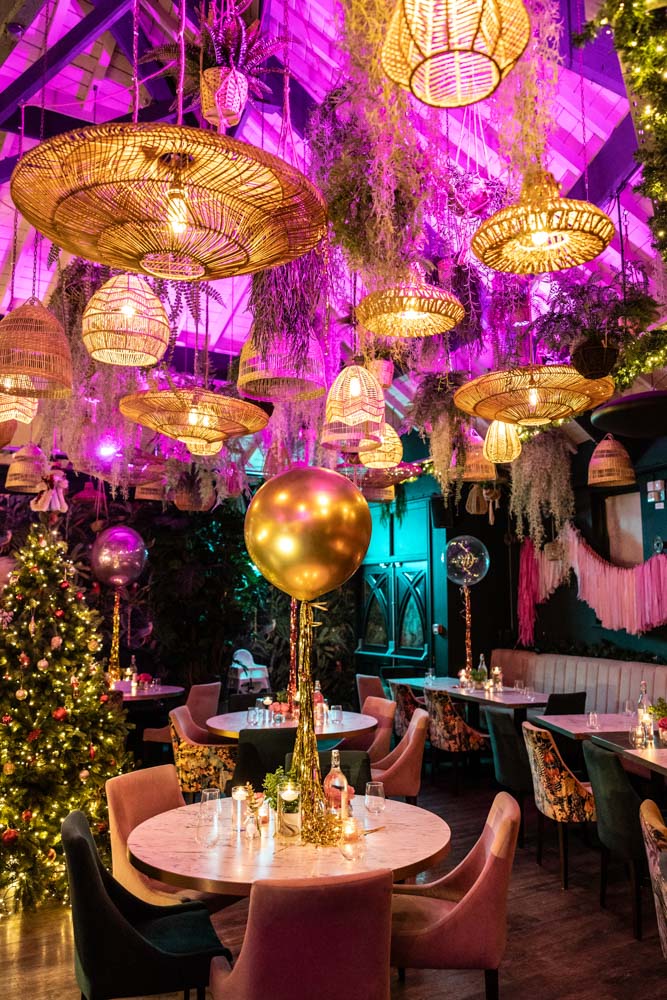 A photograph of a room decorated in gold and pink for an 18th birthday party in Altrincham
