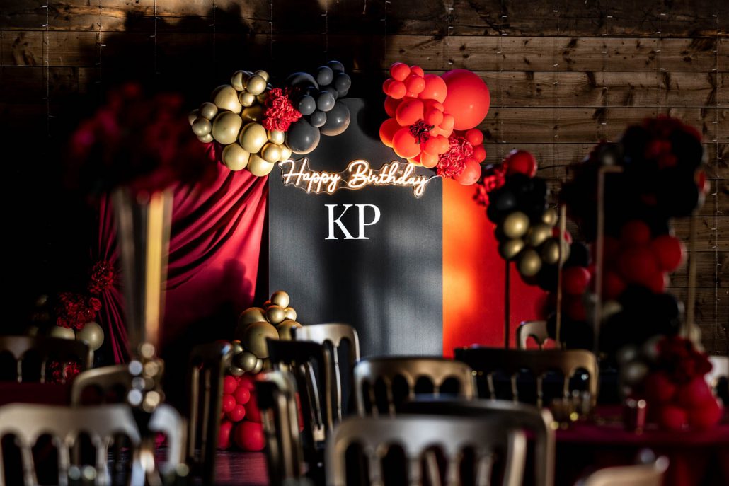 Karen's 60th birthday party decor in the venue